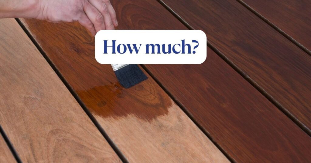 man staining a deck with a caption How much?
