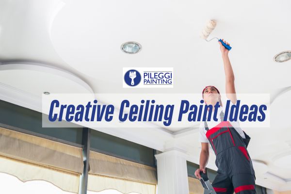 man painting ceiling with a caption Creative Ceiling Paint Ideas