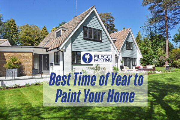 white house painting with caption Best Time of Year to Paint Your Home