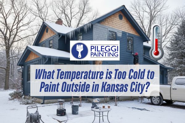 A house being painted in snowy with a caption What Temperature is Too Cold to Paint Outside in Kansas City