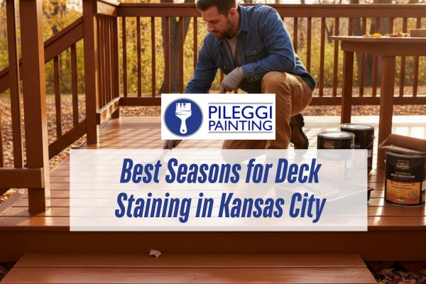 staining a deck during fall with a caption Best Seasons for Deck Staining in Kansas City
