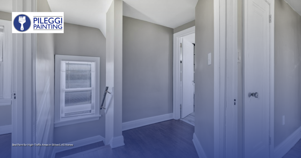 Freshly painted interior hallway with durable satin-finish walls in a Stilwell, KS home